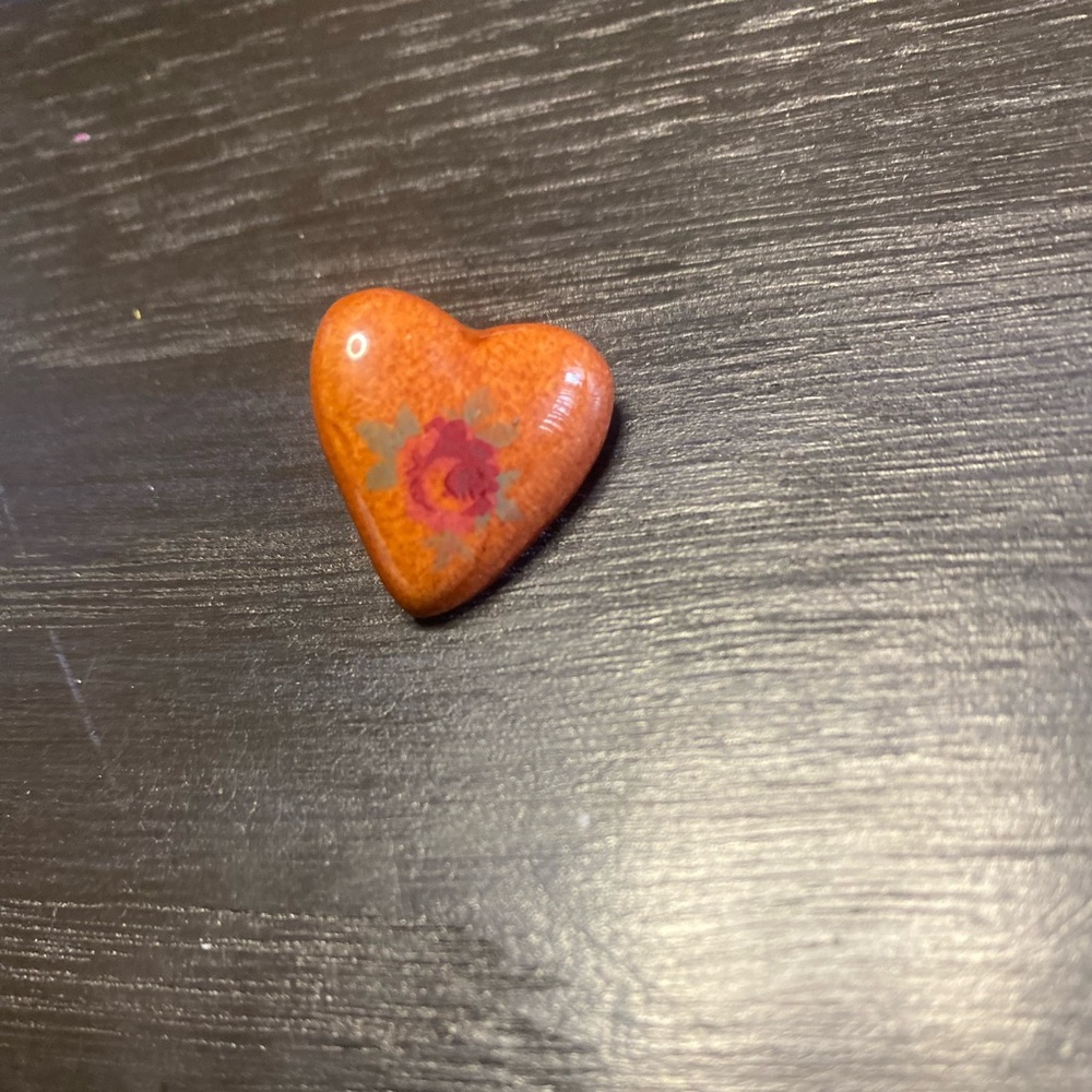 Handmade Hand Painted Heart Shaped Pin